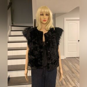 Neiman Marcus Skaist Taylor black faux fur vest in a vintage collaboration